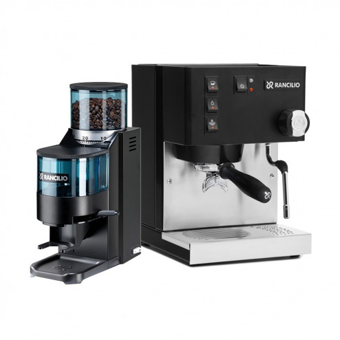 Rancilio Silvia V6 Zwart Gelimiteerde Editie + Rancilio Rocky D Zwarte Gelimiteerde Editie